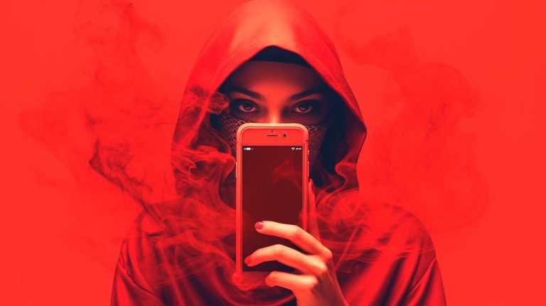 ai generated photo of a woman holding a phone for a blog post on video marketing hacks